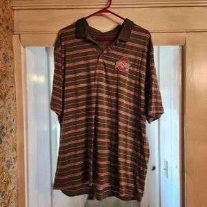Men's Striped Polo Shirt - Brown